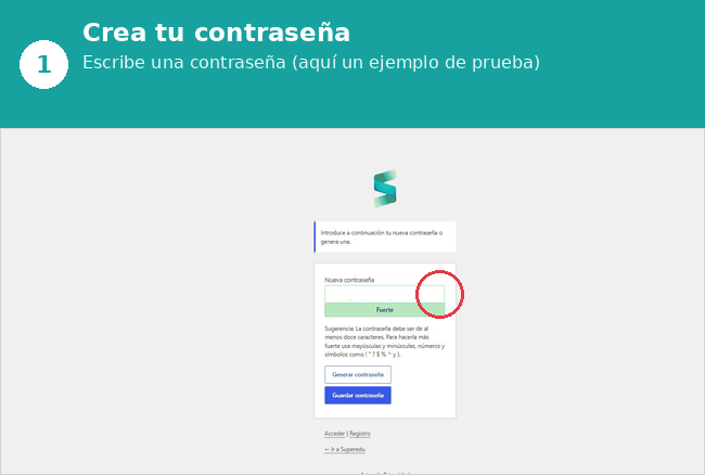 GIF con el proceso paso a paso para crear tu contraseña, iniciar sesion y descargar tu material