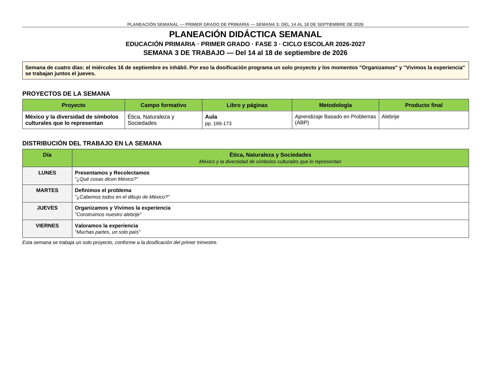 Planeación Primer Trimestre para 1° de Primaria | Nuevo Modelo Educativo | Ciclo Escolar 2026 - 2027 - Imagen 3