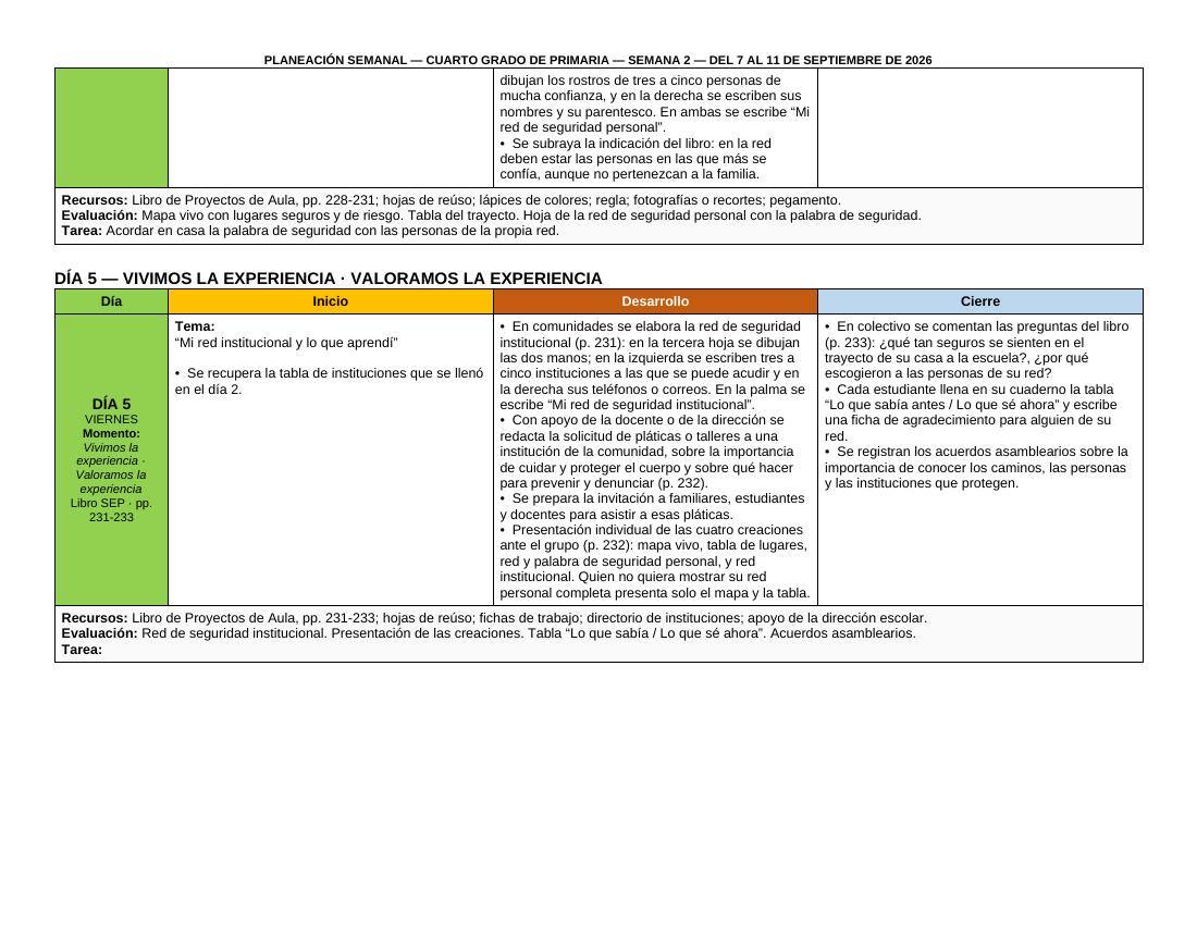Planeación Primer Trimestre para 4° de Primaria | Nuevo Modelo Educativo | Ciclo Escolar 2026 - 2027 - Imagen 7