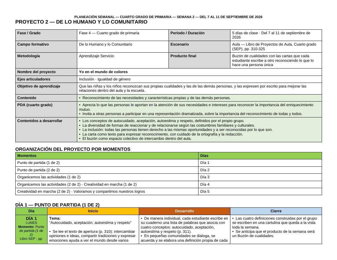 Planeación Primer Trimestre para 4° de Primaria | Nuevo Modelo Educativo | Ciclo Escolar 2026 - 2027 - Imagen 9