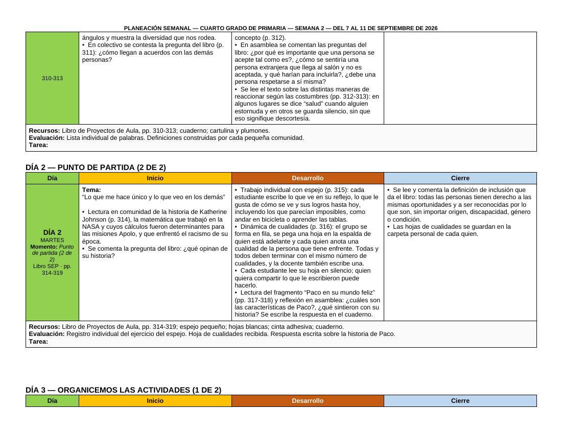 Planeación Primer Trimestre para 4° de Primaria | Nuevo Modelo Educativo | Ciclo Escolar 2026 - 2027 - Imagen 10