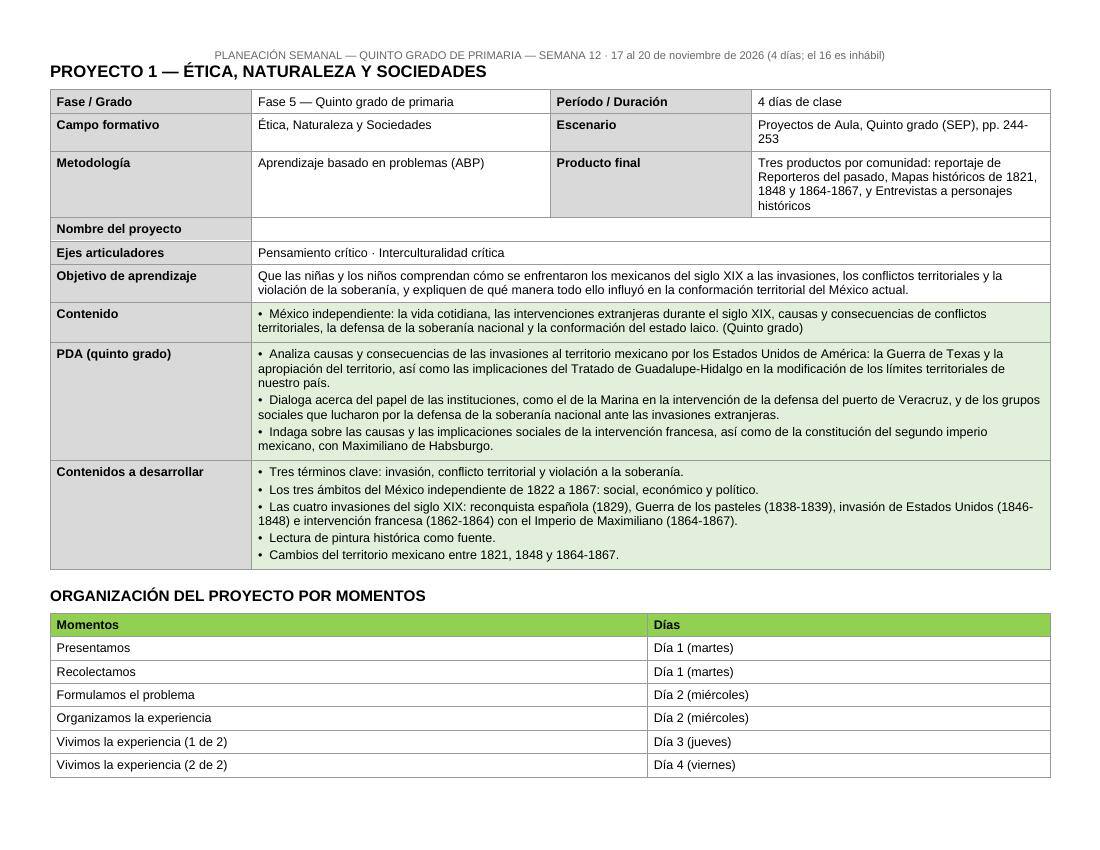 Planeación Primer Trimestre para 5° de Primaria | Nuevo Modelo Educativo | Ciclo Escolar 2026 - 2027 - Imagen 4