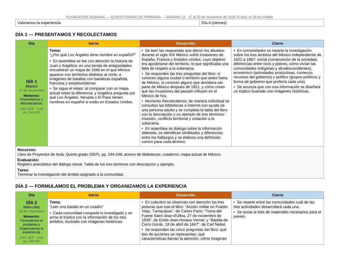Planeación Primer Trimestre para 5° de Primaria | Nuevo Modelo Educativo | Ciclo Escolar 2026 - 2027 - Imagen 5