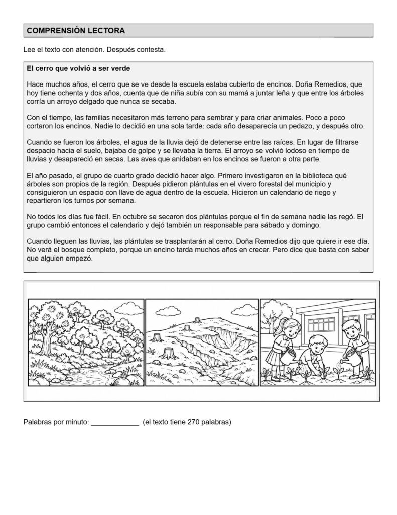 Ejemplo Examen 4° Primaria Trimestre I - página 1