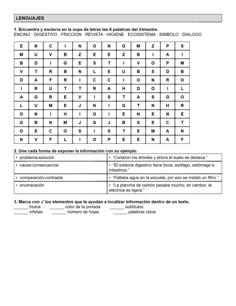 Ejemplo Examen 4° Primaria Trimestre I - página 4