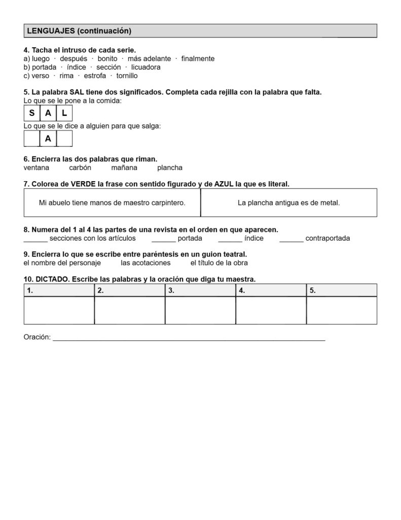 Ejemplo Examen 4° Primaria Trimestre I - página 5