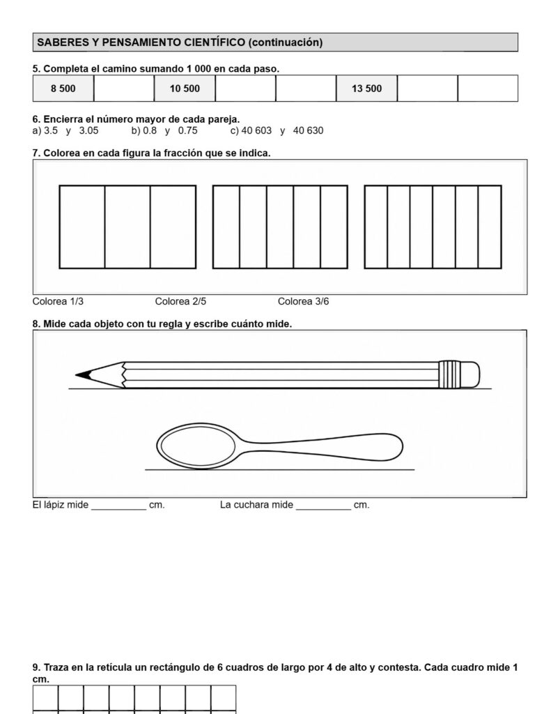 Ejemplo Examen 4° Primaria Trimestre I - página 7
