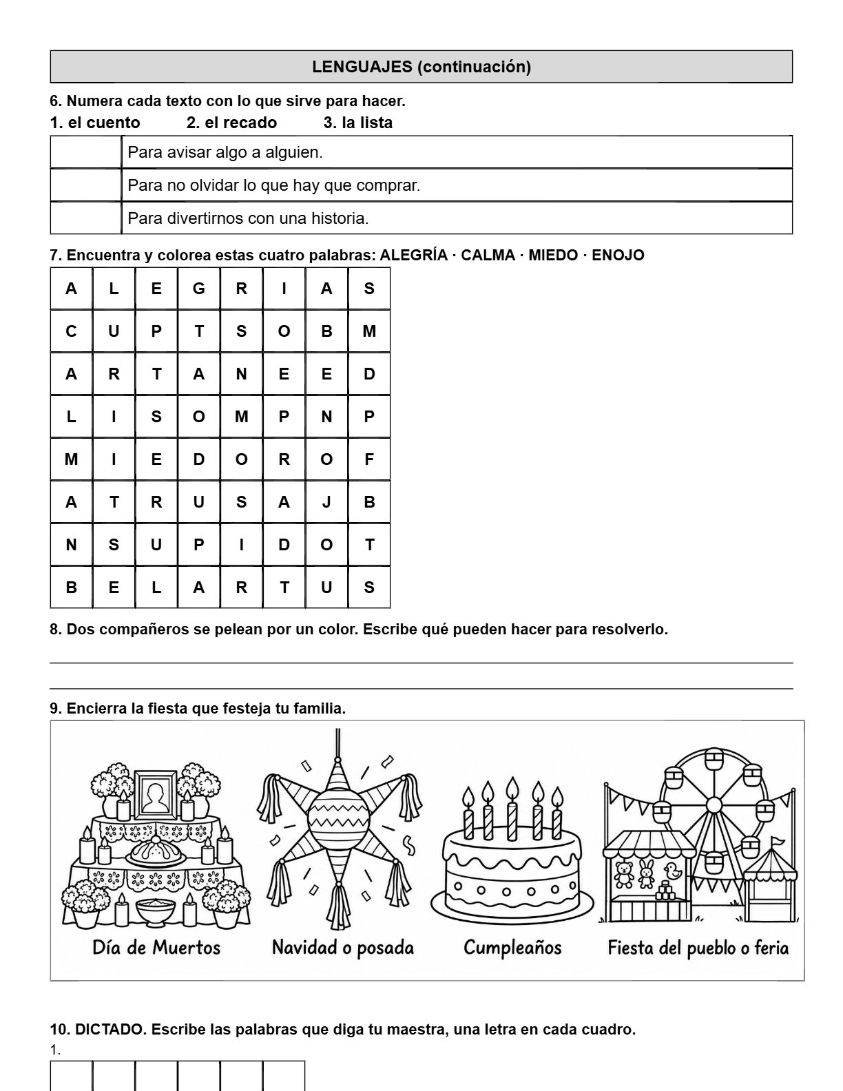 Ejemplo Examen 1° Primaria Trimestre I - página 4