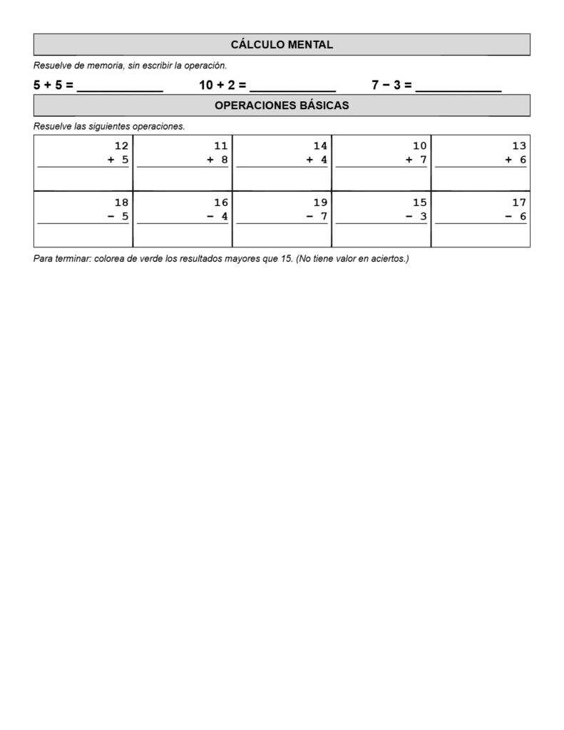 Ejemplo Examen 1° Primaria Trimestre I - página 7