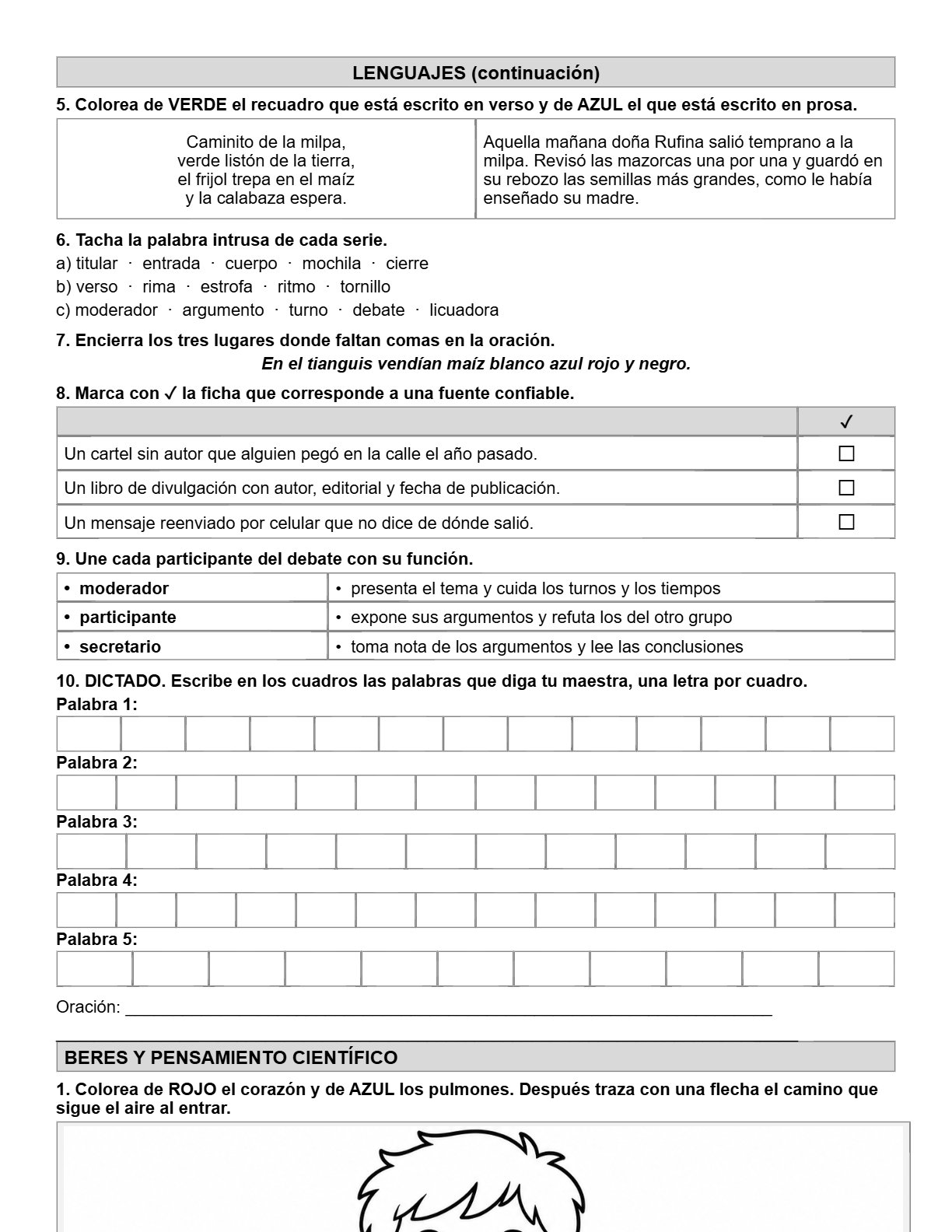 Ejemplo Examen 5° Primaria Trimestre I - página 4