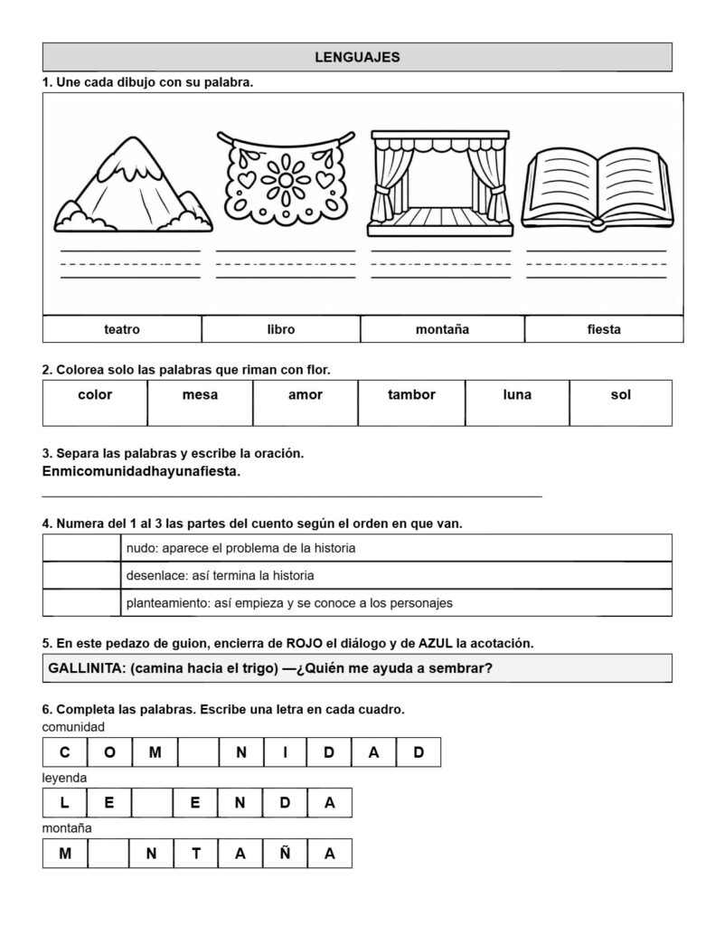 Ejemplo Examen 2° Primaria Trimestre I - página 3