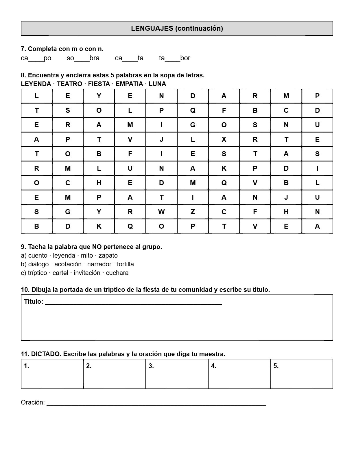 Ejemplo Examen 2° Primaria Trimestre I - página 4