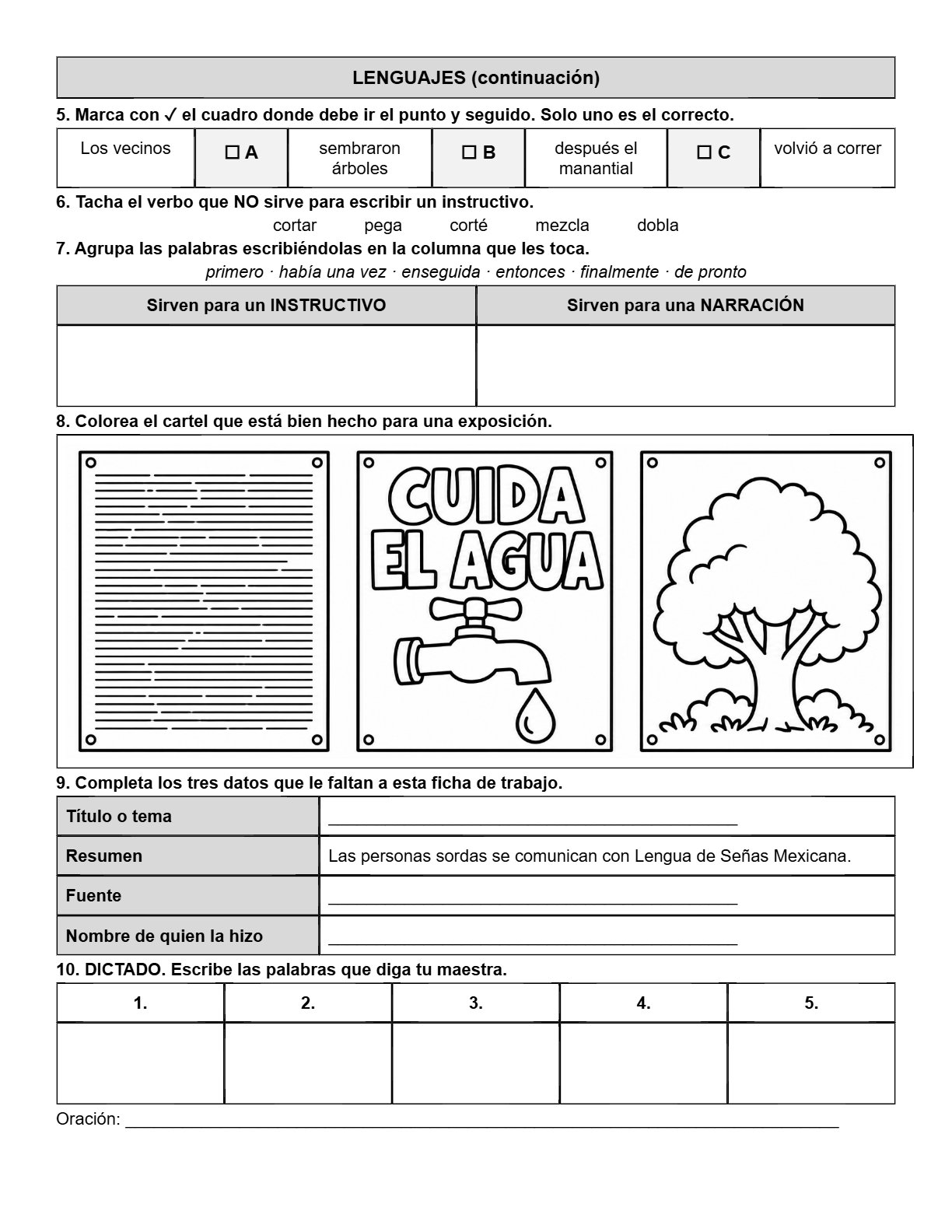 Ejemplo Examen 3° Primaria Trimestre I - página 4